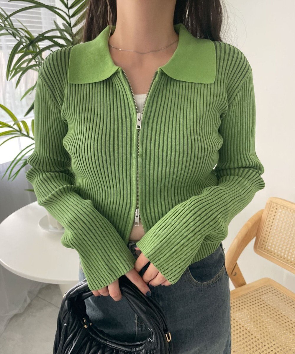 WEGO Wジップコンパクトニットカーデ 