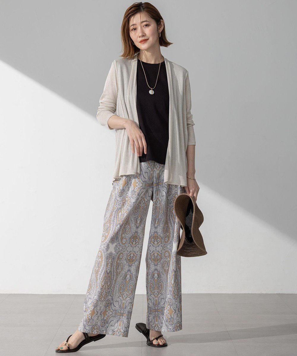 23区 【洗える】Rattiドローイングペイズリープリント ワイド パンツ 