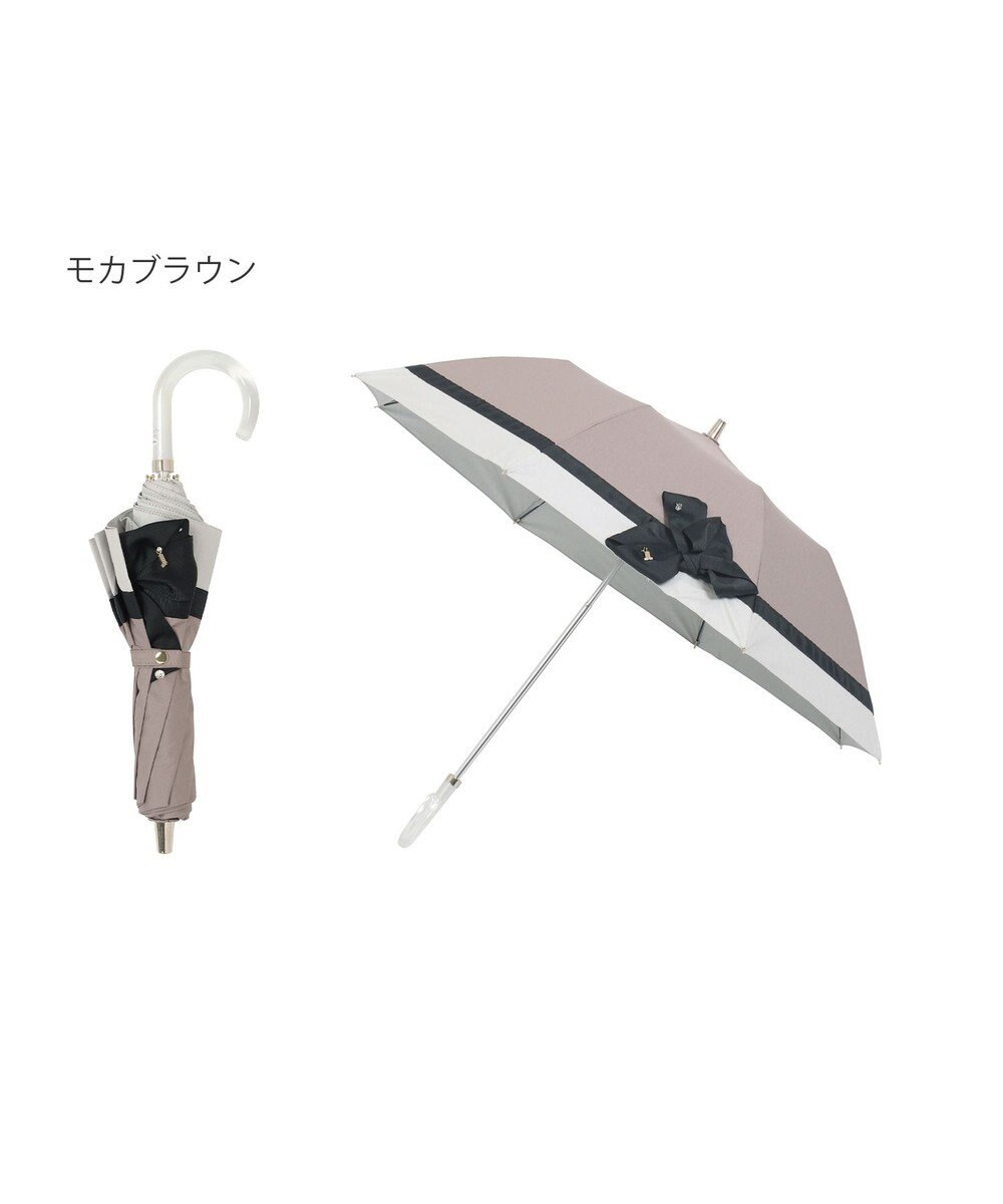 MOONBAT 【遮光/晴雨兼用日傘】LANVIN en Bleu (ランバン オン ブルー)ビジューリボン 遮熱 UV 折りたたみ傘 楽折 