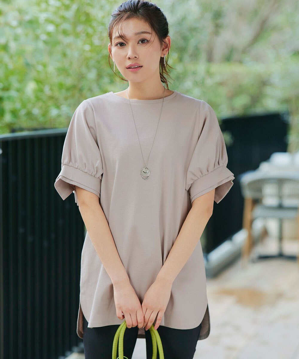 Tiaclasse 【UVケア・接触冷感】“あまラク” ボリュームパフスリーブカットソーチュニック 