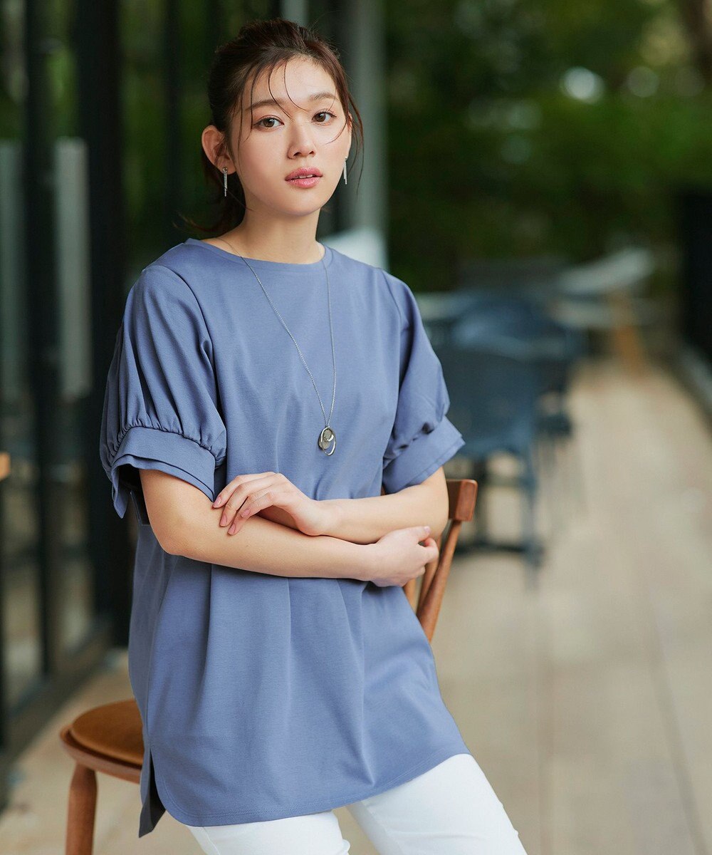 Tiaclasse 【UVケア・接触冷感】“あまラク” ボリュームパフスリーブカットソーチュニック 