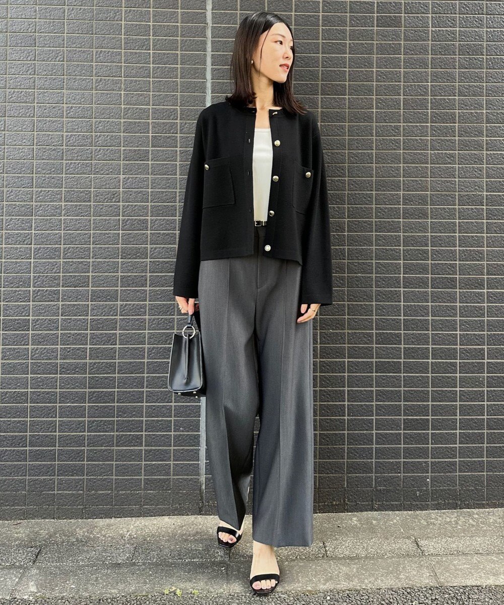 UNFILO 【洗える】金ボタン ニットジャケット 