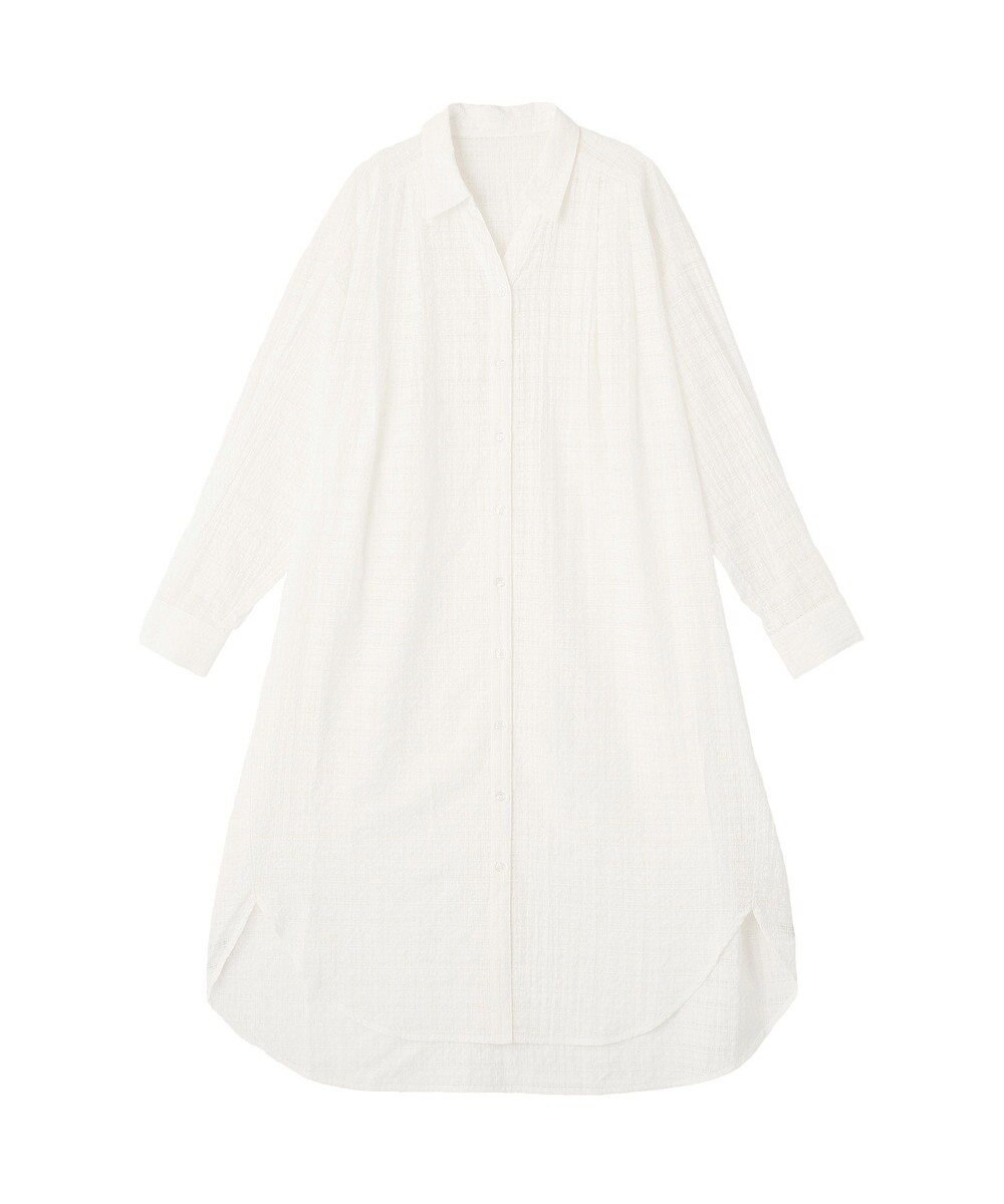 Green Parks シアーチェックシャツワンピース 