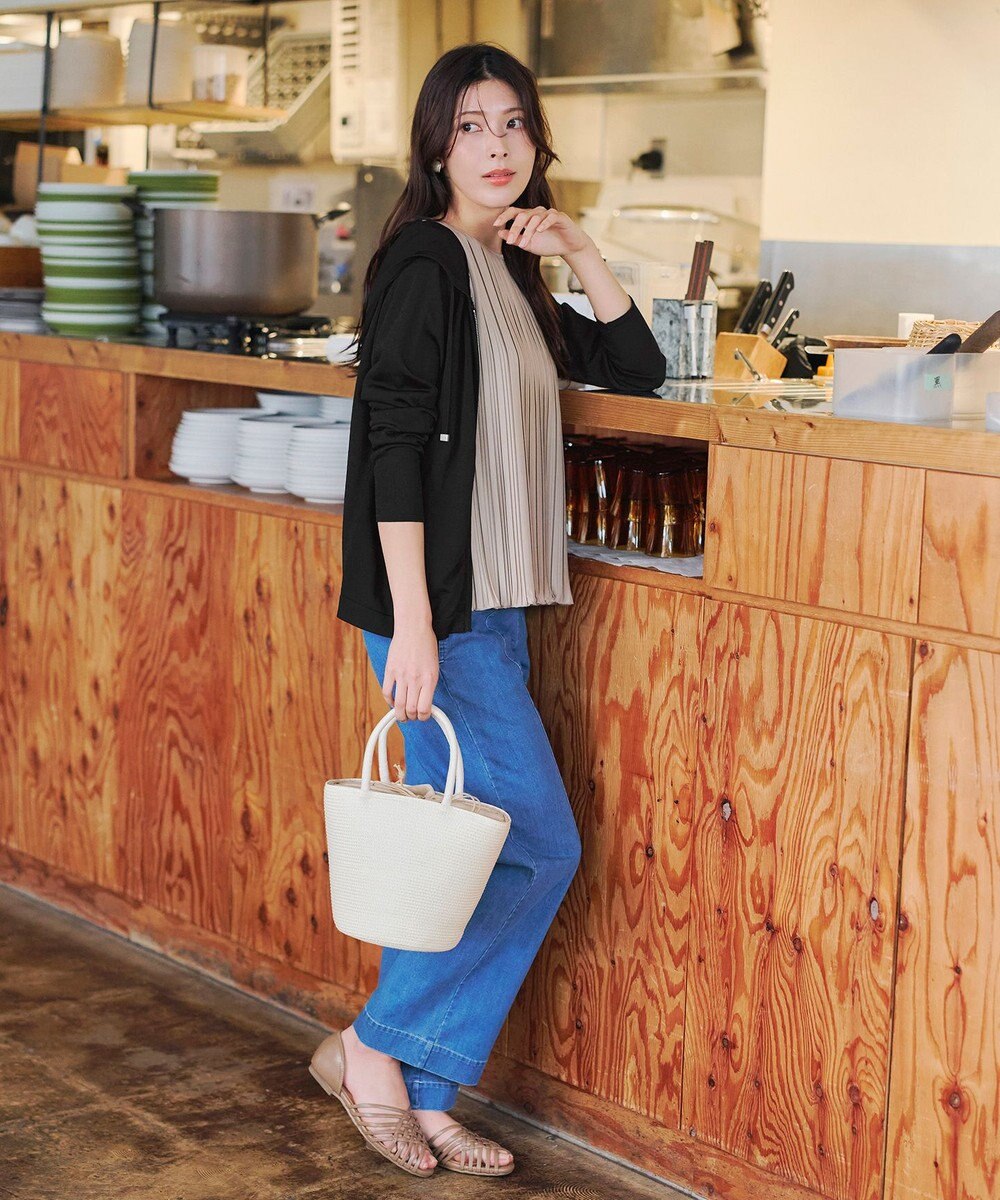 Tiaclasse L 【小倉優子さん着用】【洗える】サマーニットショートパーカー 