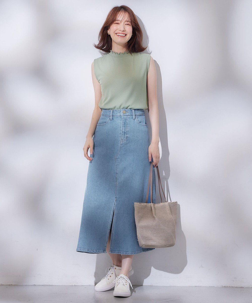 ANY 【洗濯機可能/ストレッチ】フロントスリットデニムスカート 