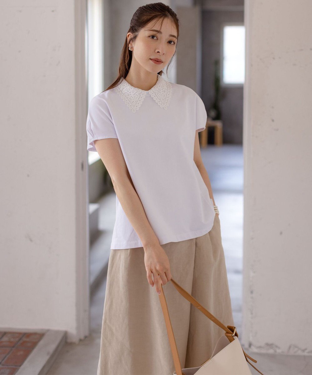 組曲 S 【2WAY】レース襟フレンチテリー カットソー 