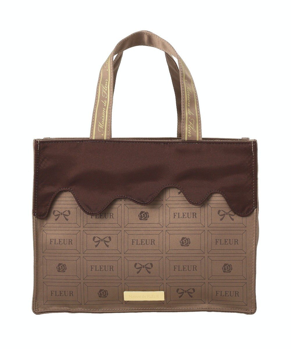 Maison de FLEUR FLEURチョコレートスクエアトートバッグ 