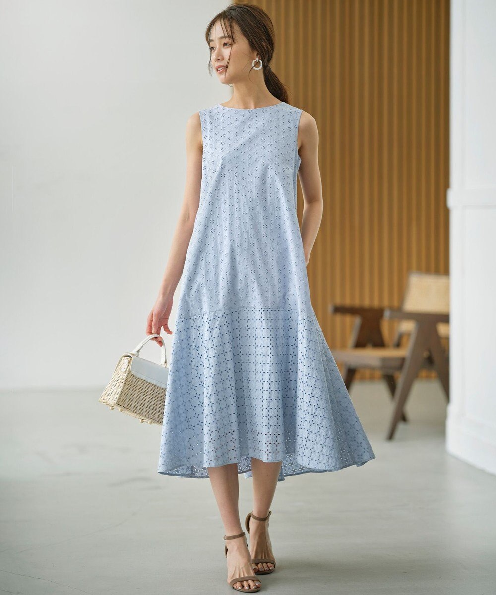 組曲 S 【WEB限定】エンブロイダリーレース ノースリーブワンピース 