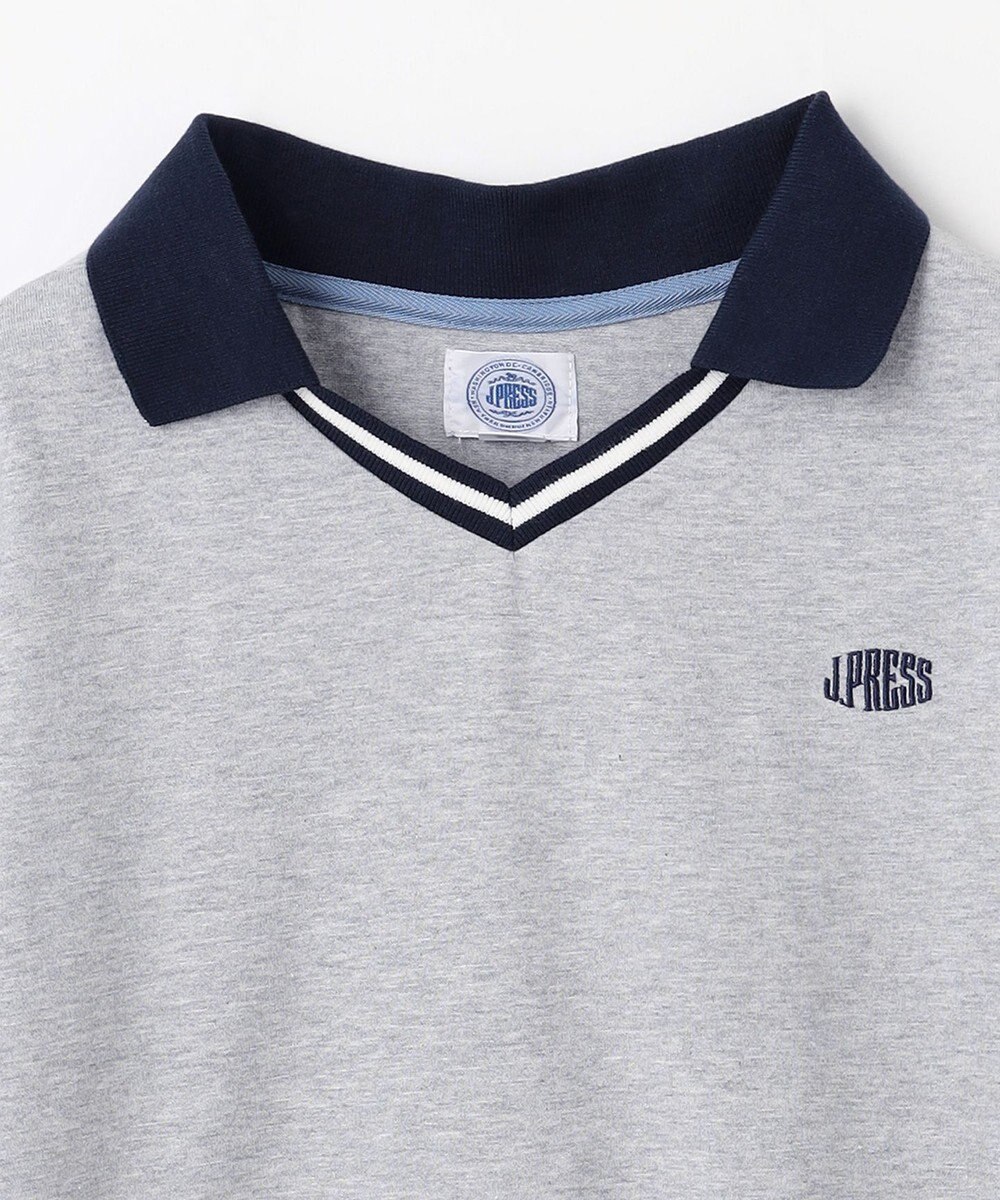 J.PRESS KIDS 【140-170cm】40/2天竺襟付き Vネック ポロシャツ 