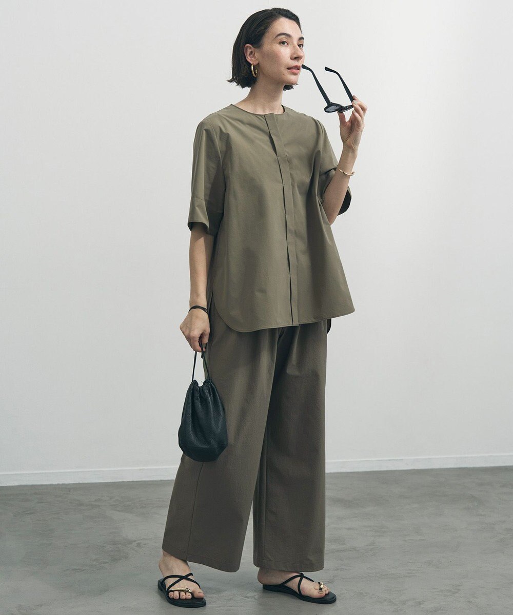 UNFILO 【セットアップ着用可/ウエストゴム】FINE MOVE ギャザーワイドパンツ 