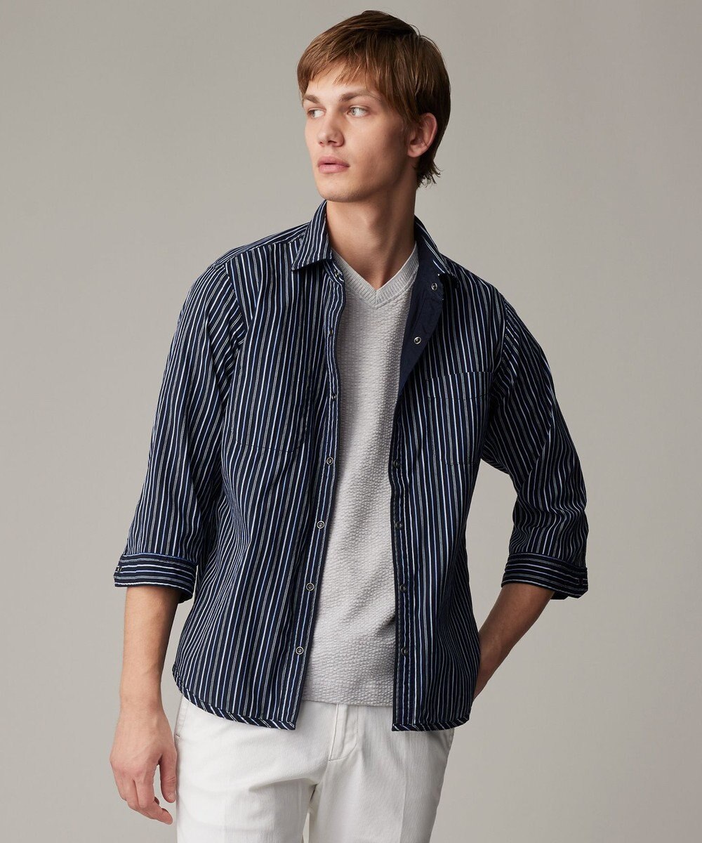 JOSEPH ABBOUD 【キングサイズ・2WAY/】ライトリバーシブルストライプシャツ 