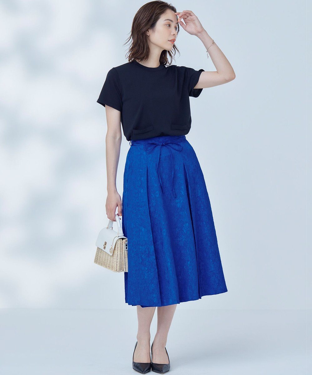 組曲 【WEB限定】エアリーフラワージャガード フレアスカート 