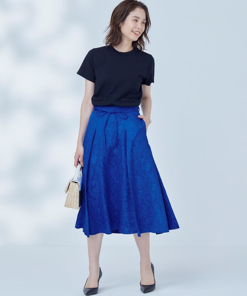 組曲 S 【WEB限定】エアリーフラワージャガード フレアスカート 