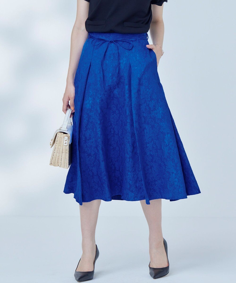 組曲 【WEB限定】エアリーフラワージャガード フレアスカート 