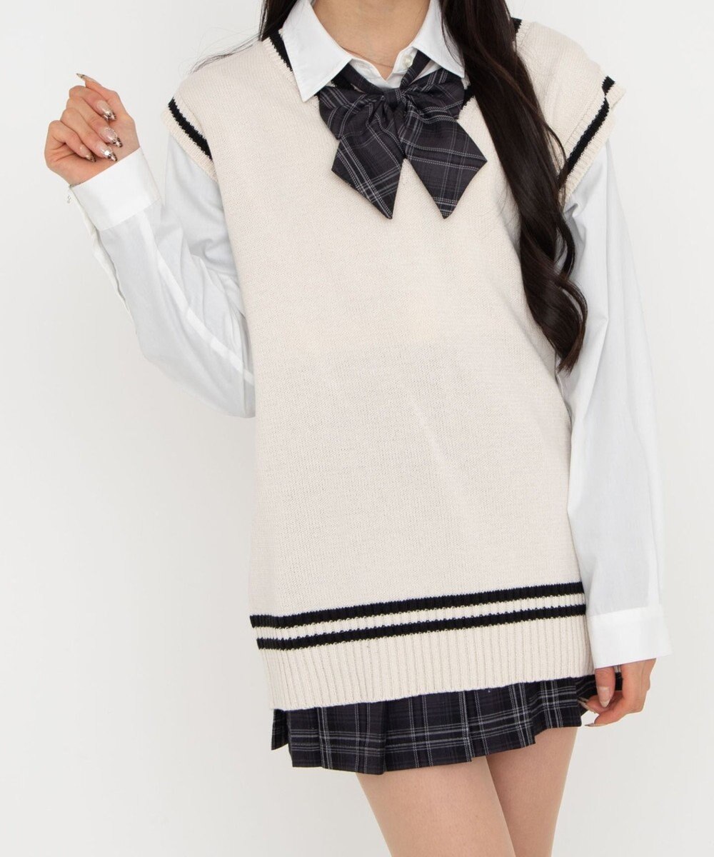 WEGO 【SCHOOLITEM】ラインスクールニットベスト 