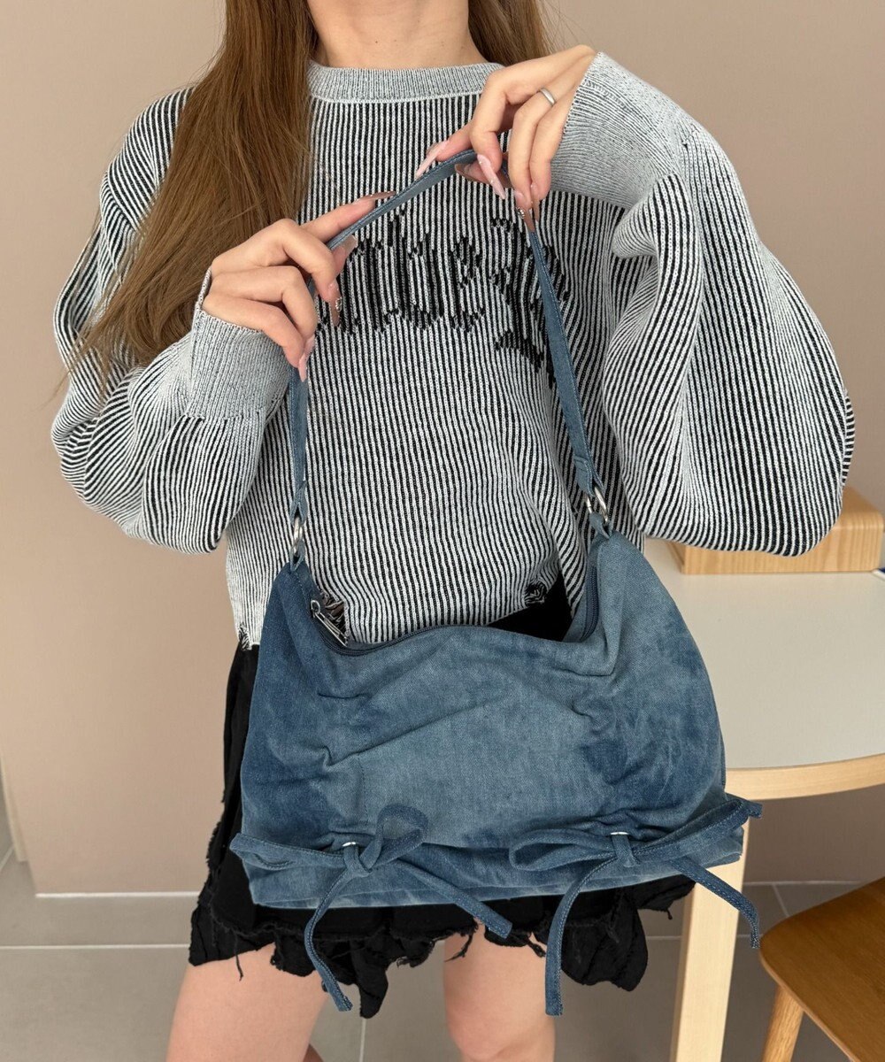 WEGO ギャザーリボンハーフムーンバッグ 