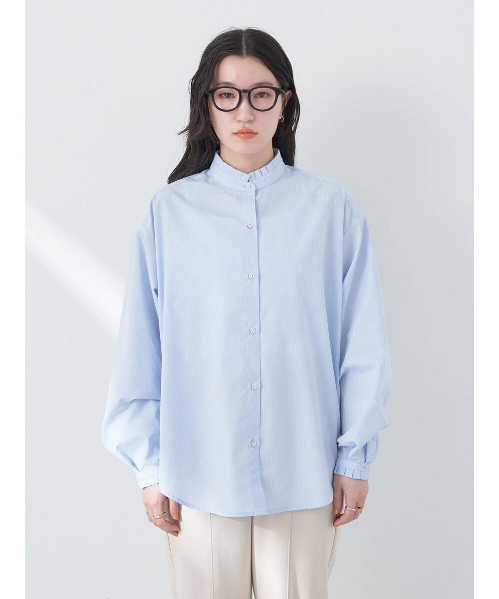 earth music&ecology Ｔ／Ｃ　スタンドフリルブラウス 