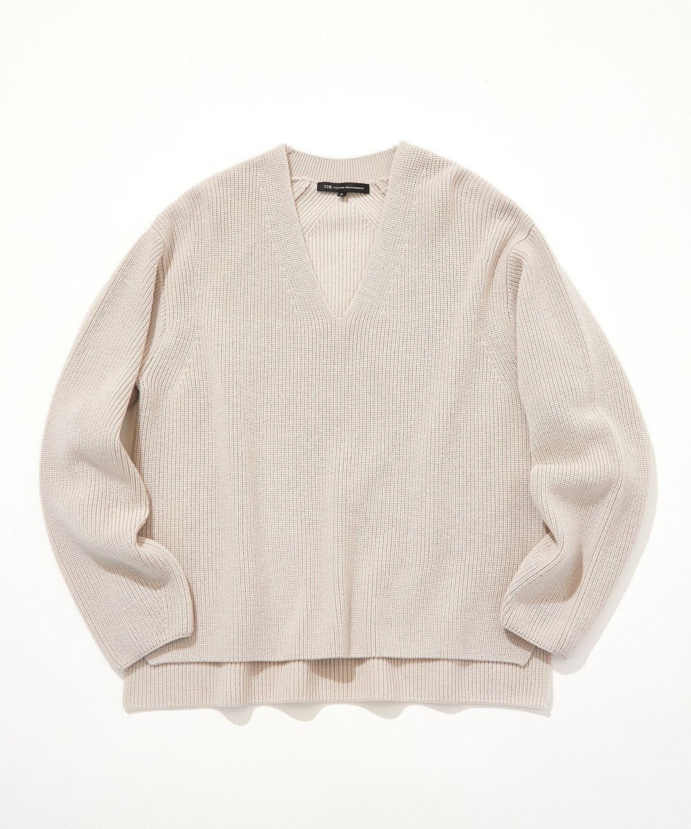 23区 L 【洗える】ウールミドルゲージ Vネック ニット 