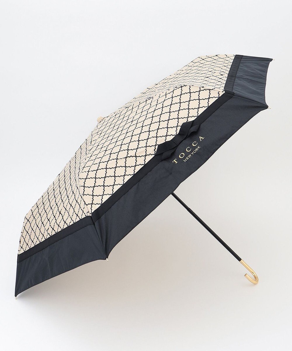 【晴雨兼用】CHECKER CLOVER UMBRELLA 折り畳み傘, ブラック系, F