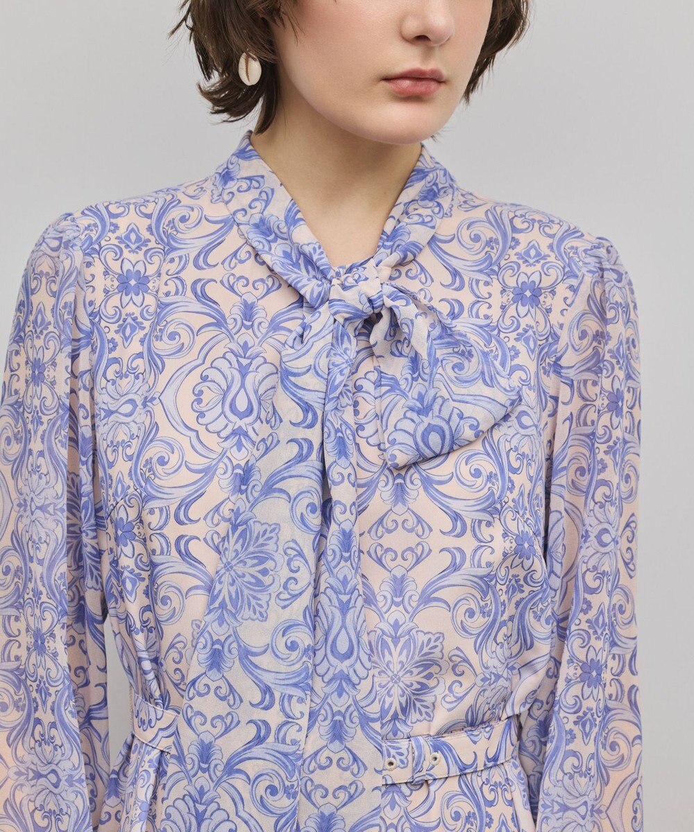 GRACE CONTINENTAL ダマスク柄風プリントワンピース 