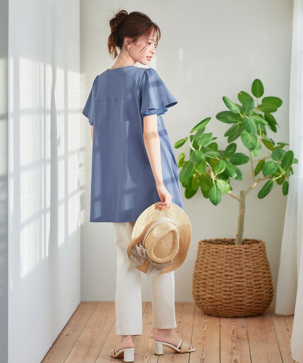 Tiaclasse 【UVケア・接触冷感】“あまラク” シフォンフレアスリーブカットソーチュニック 