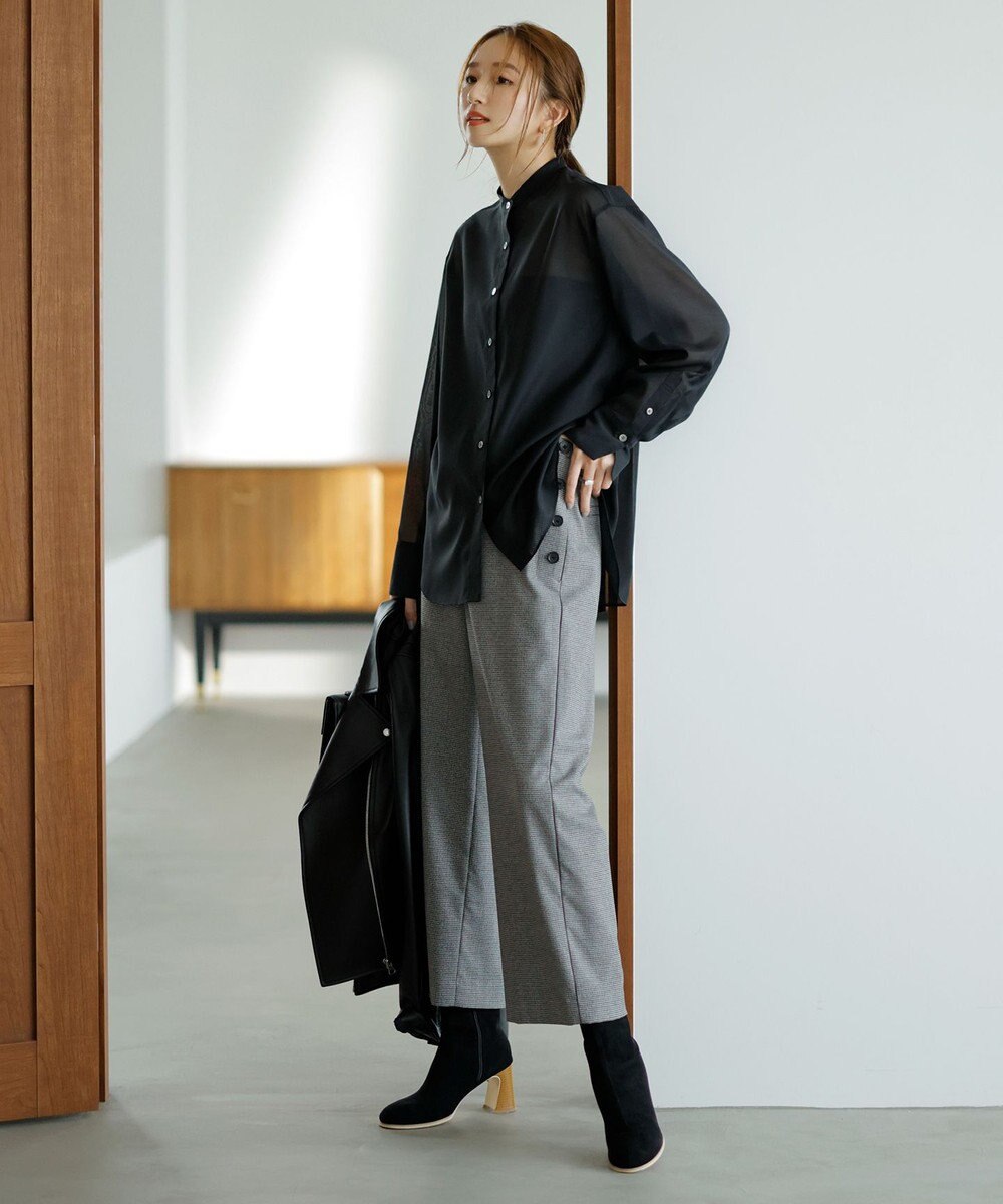 J.PRESS LADIES L 【洗える】Mixツイードチェック  セミワイド パンツ 