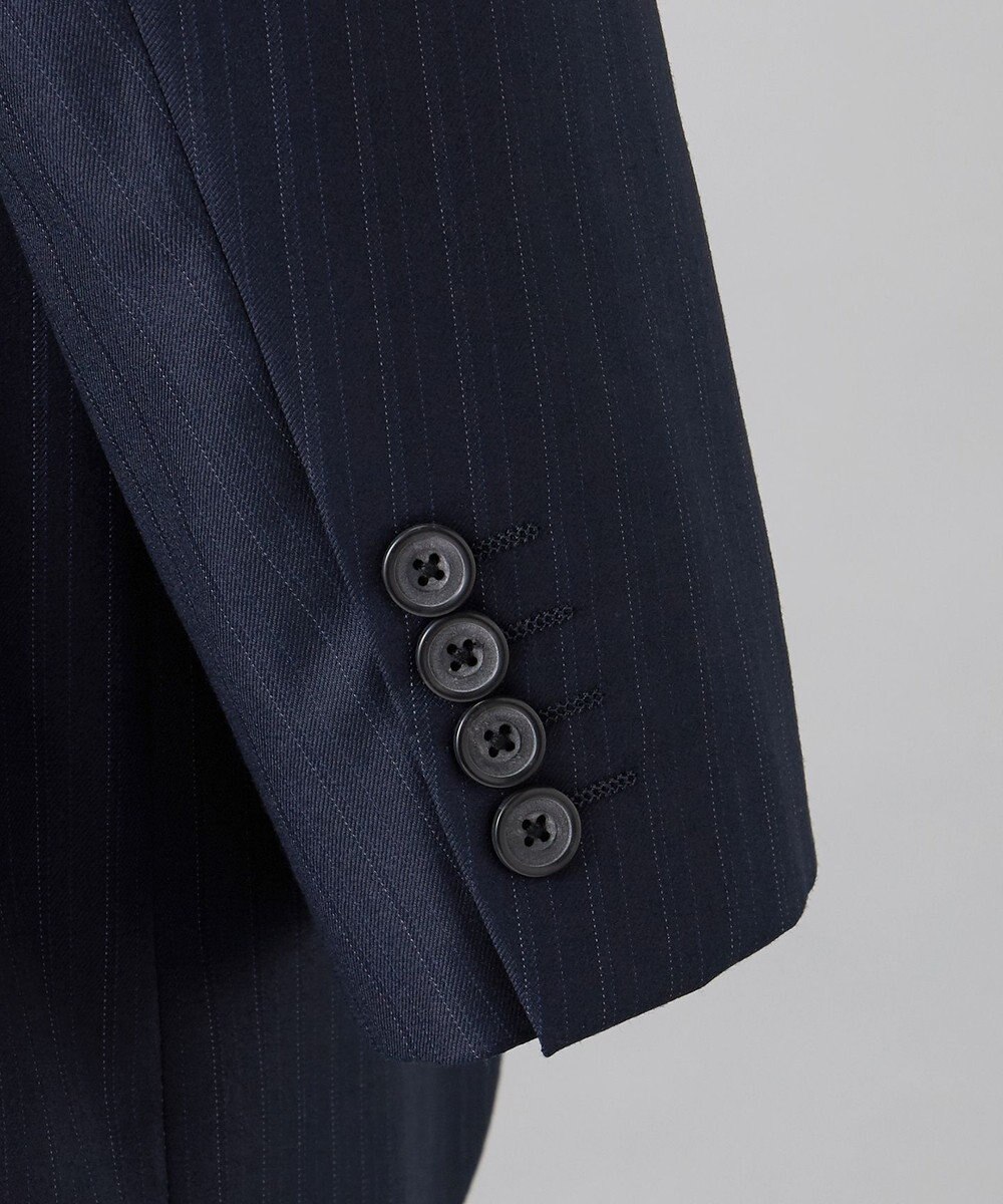 GOTAIRIKU シワになりにくい【御幸毛織/みゆきけおり】Superio160 スーツ_ネイビーストライプ 