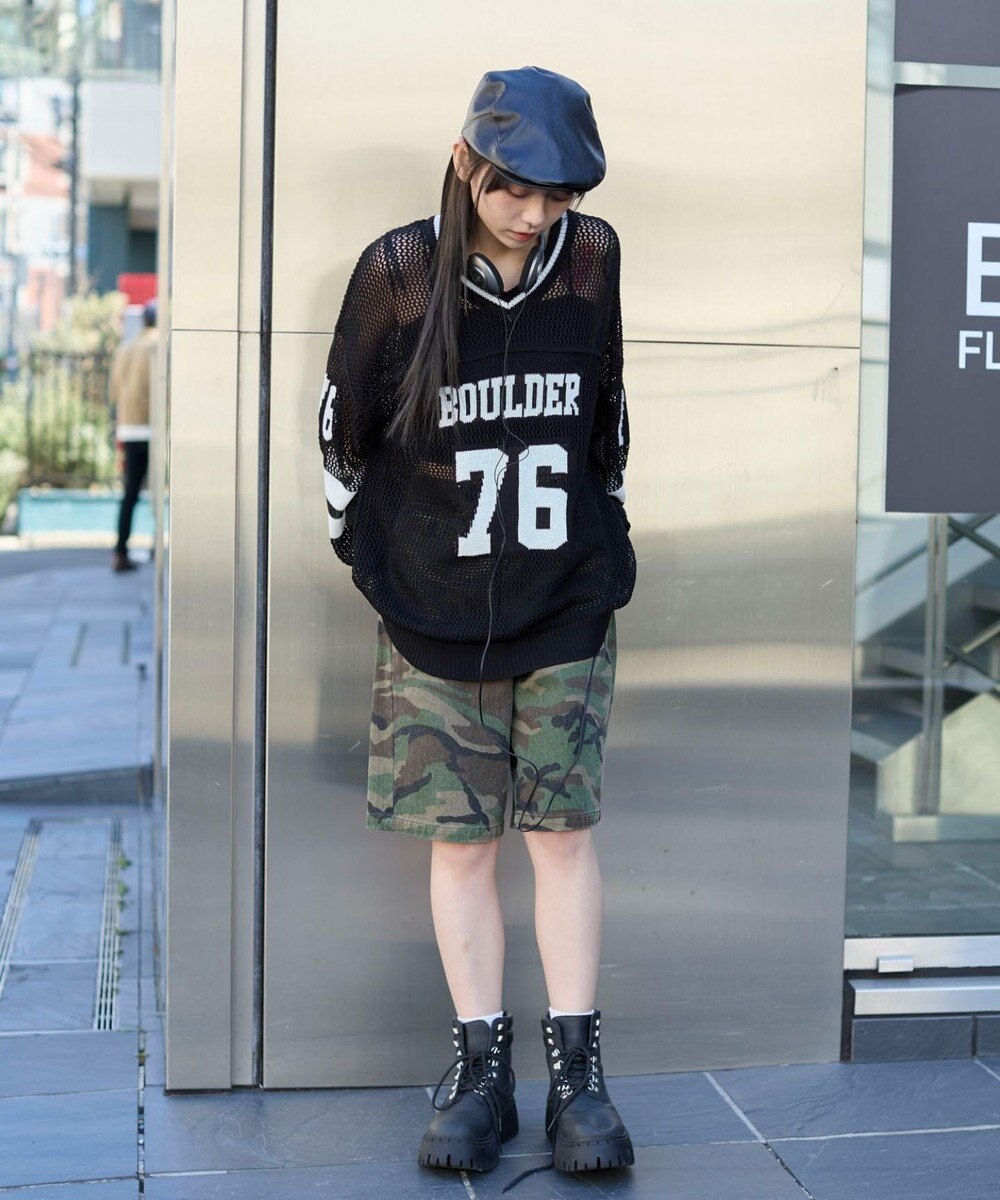 WEGO ナンバリングメッシュニットプルオーバー 