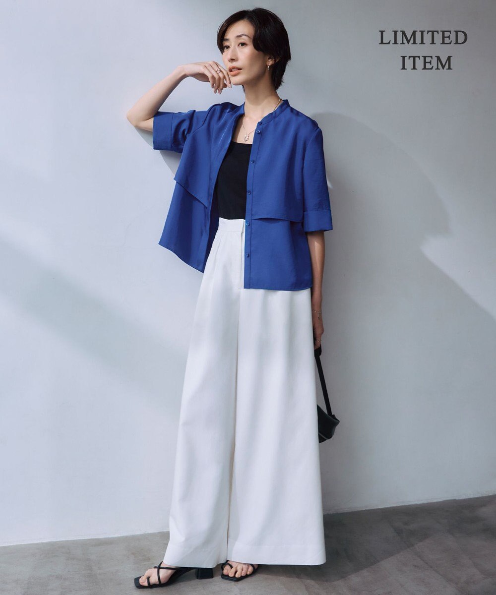 ICB L 【WEB限定・接触冷感・速乾・洗える】シルキーツイル 半袖クロップドシャツ 