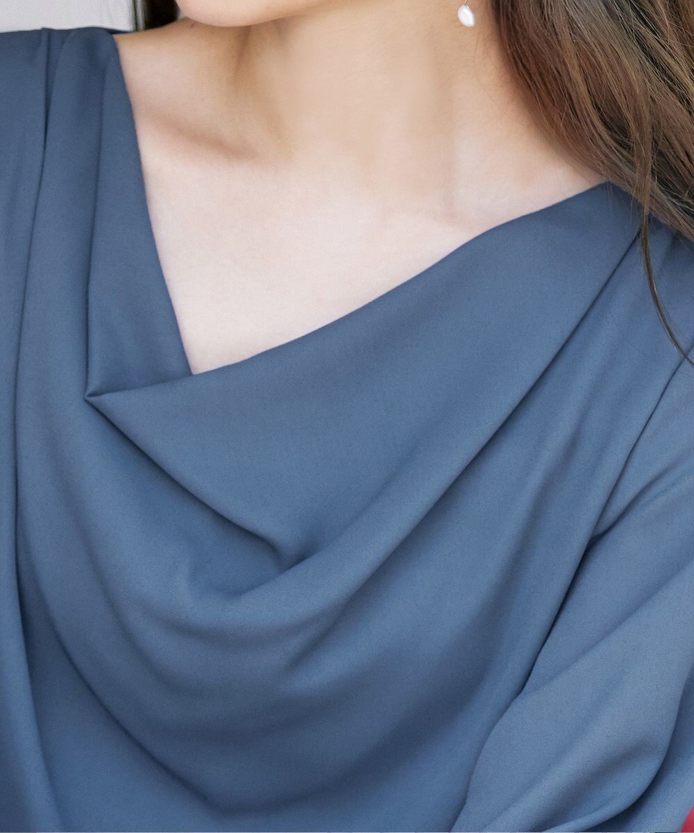 Tiaclasse L 【洗える】胸元ドレープブラウス 