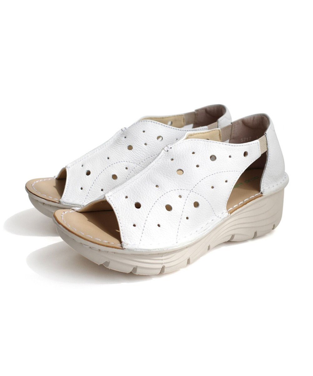 Pointer 本革 超軽量厚底パンチングサンダル 