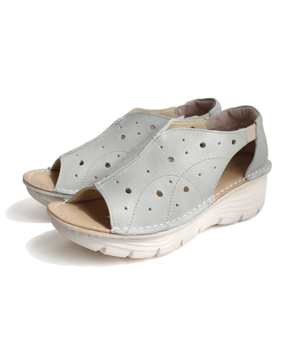 Pointer 本革 超軽量厚底パンチングサンダル 