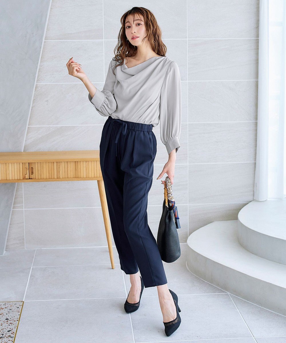 Tiaclasse L 【洗える】胸元ドレープブラウス 