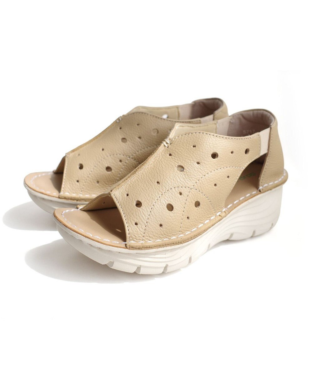 Pointer 本革 超軽量厚底パンチングサンダル 