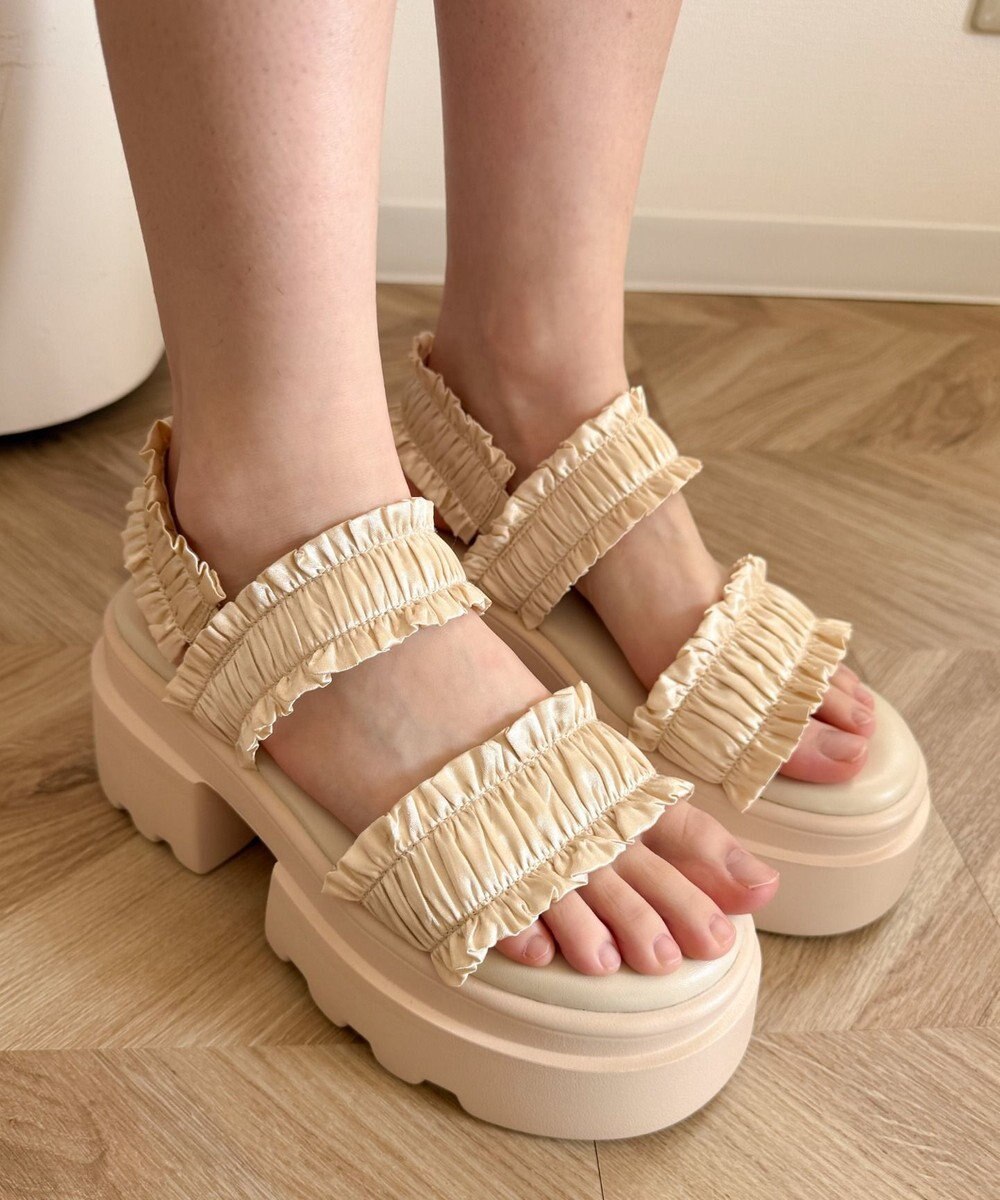 WEGO 厚底フリルギャザーサンダル 