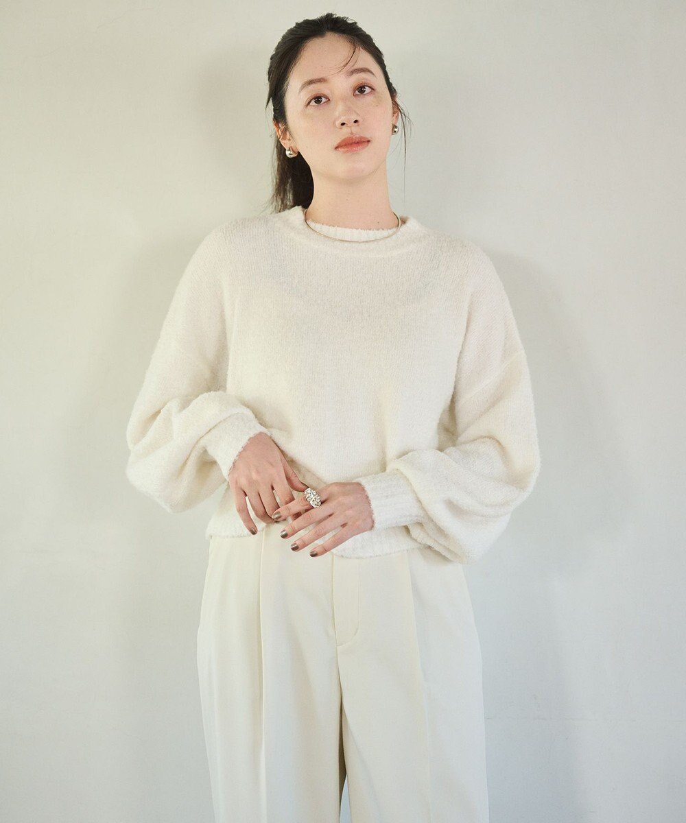 #Newans 【洗える】クロップドバルーンボリュームスリーブニット 