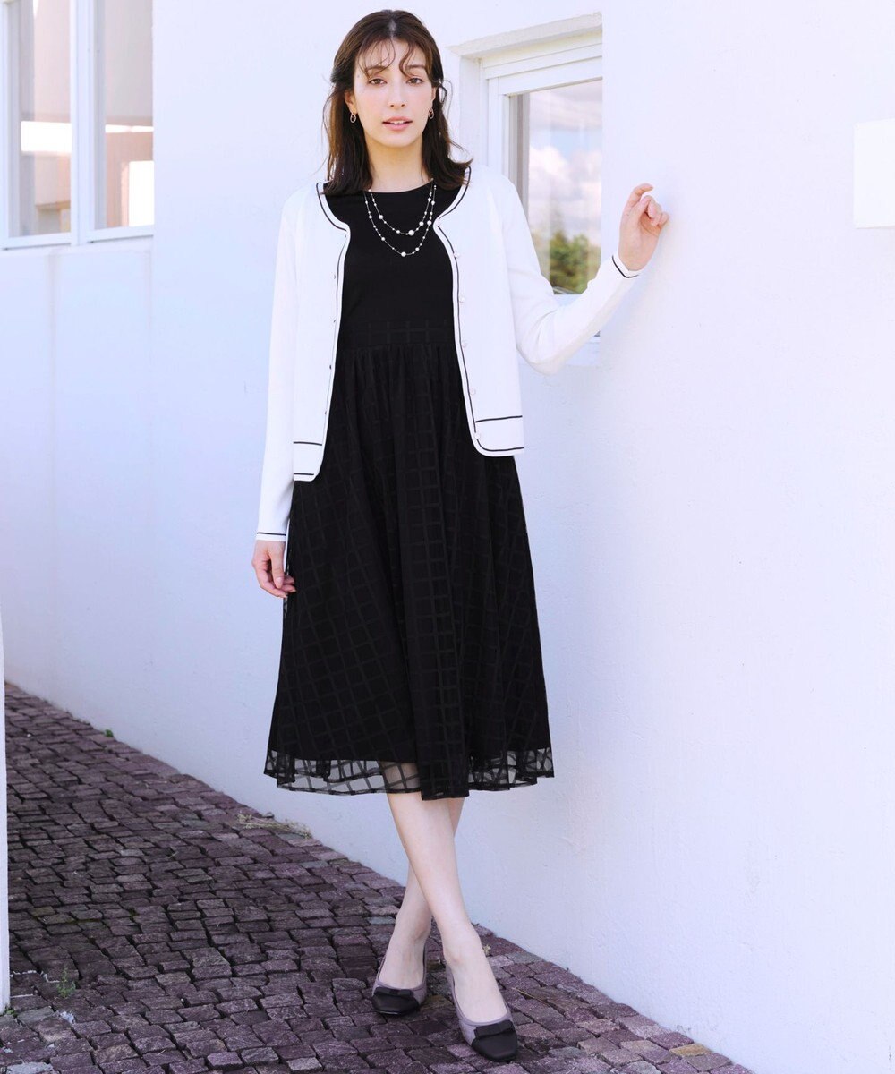 Tiaclasse 【洗える】異素材ドッキングワンピース 