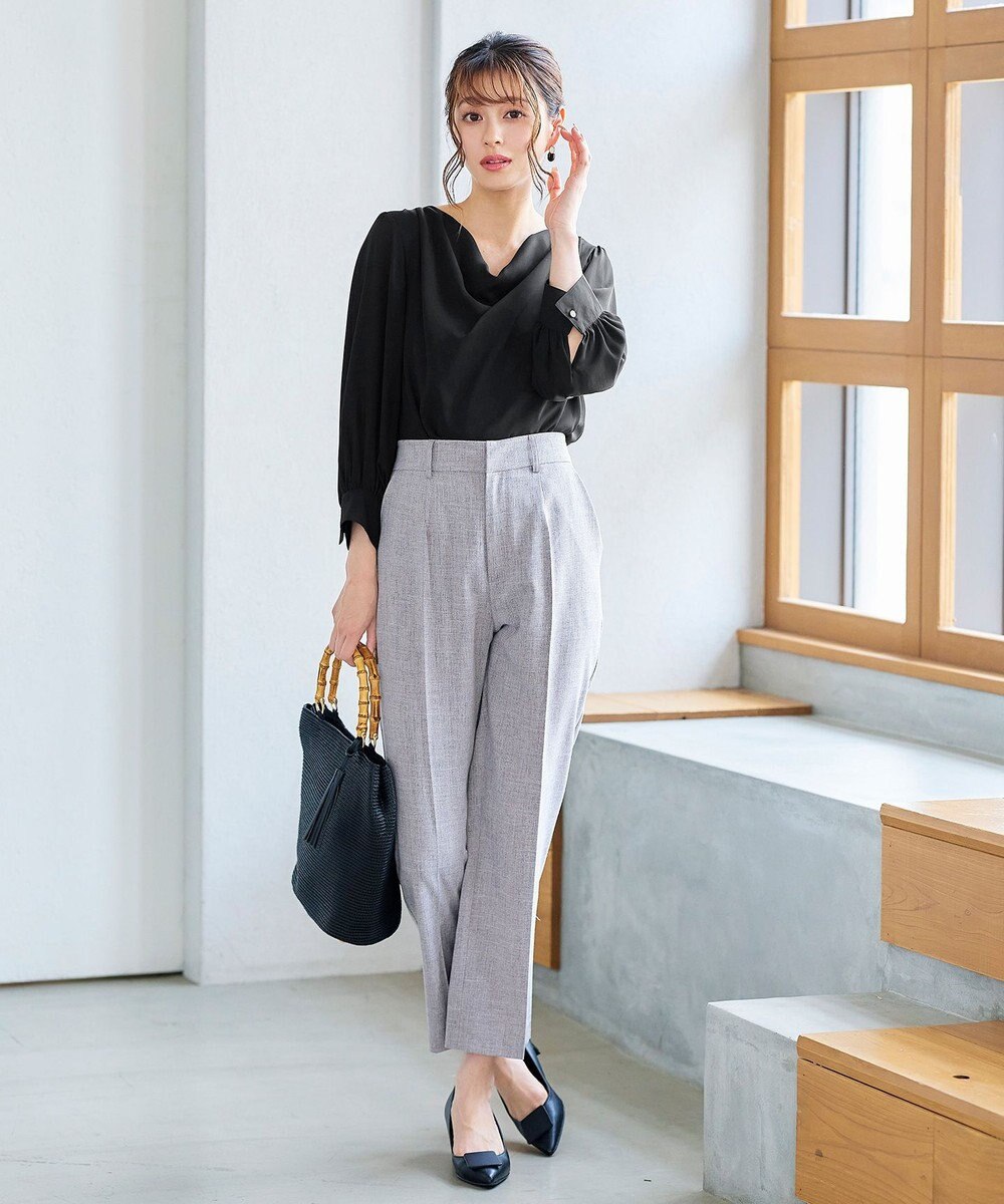 Tiaclasse L 【洗える】胸元ドレープブラウス 