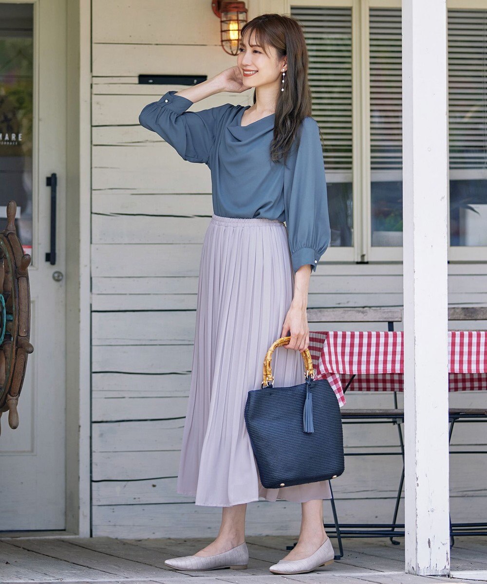 Tiaclasse L 【洗える】胸元ドレープブラウス 