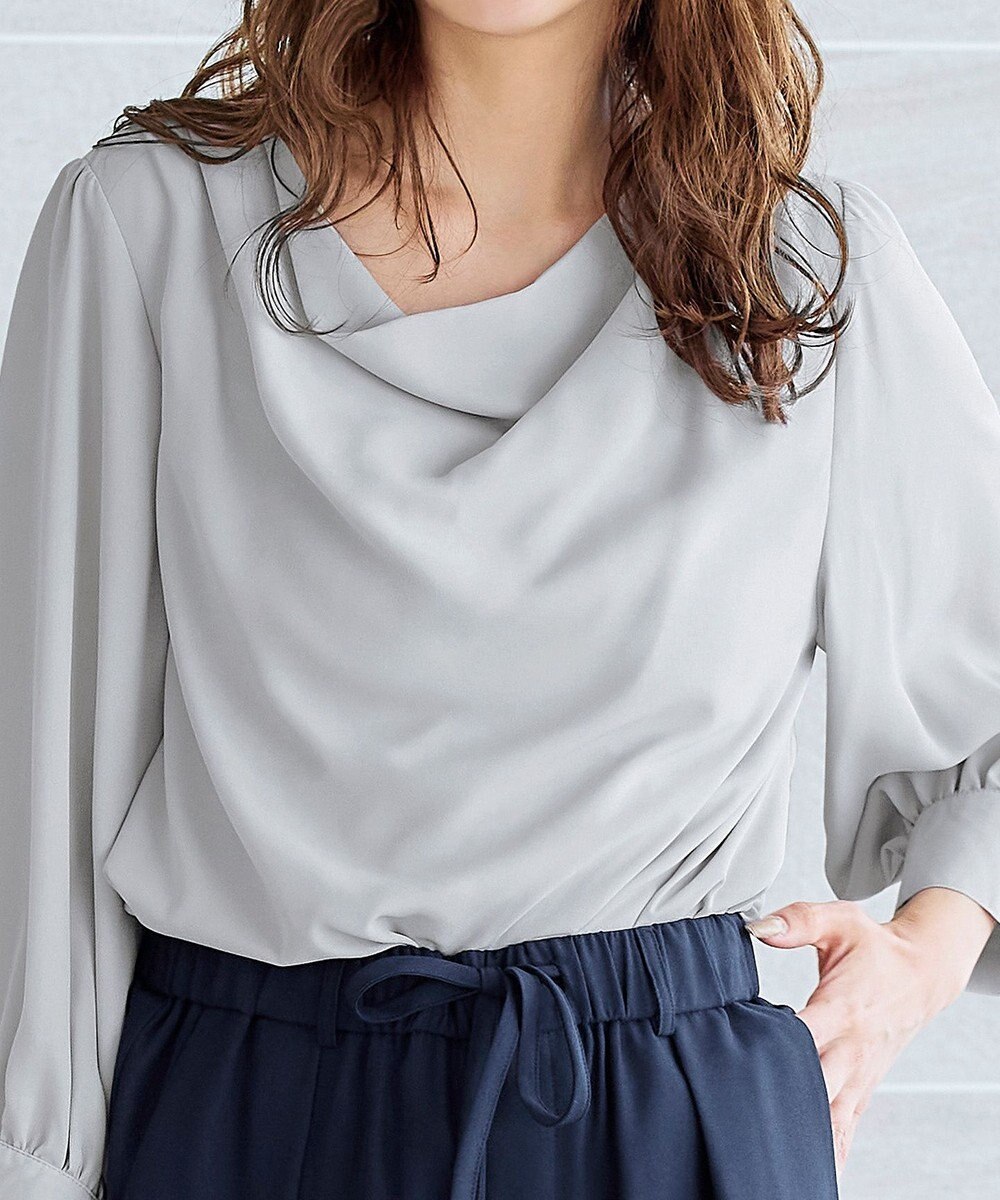 Tiaclasse L 【洗える】胸元ドレープブラウス 