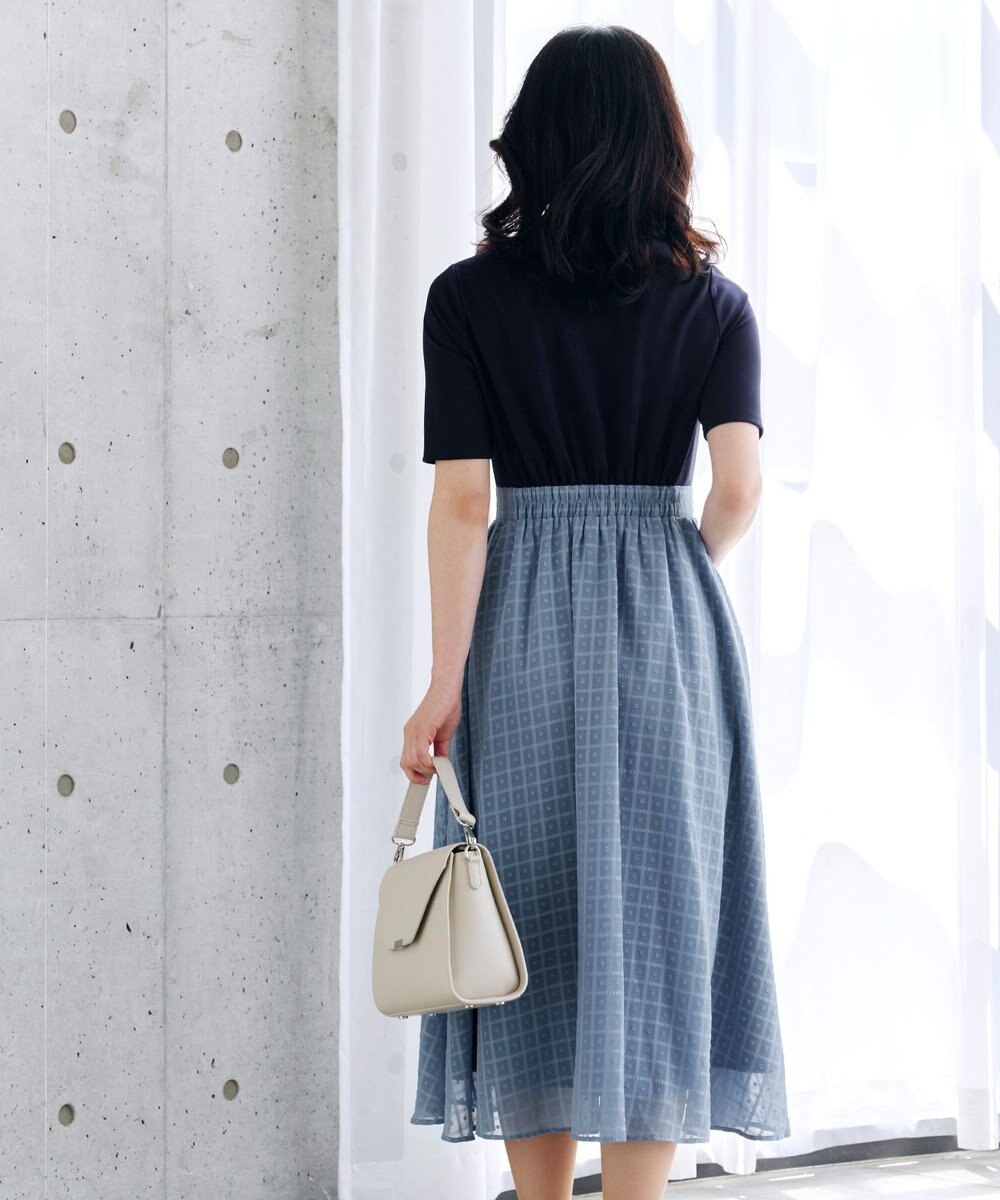 Tiaclasse 【洗える】異素材ドッキングワンピース 