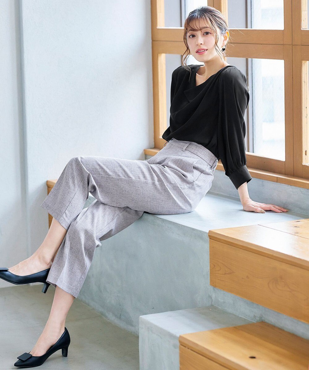 Tiaclasse L 【洗える】胸元ドレープブラウス 