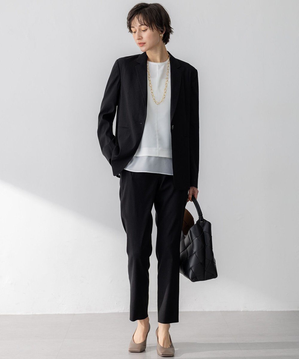 23区 【洗える】リネンレーヨンストレッチ テーパード パンツ 