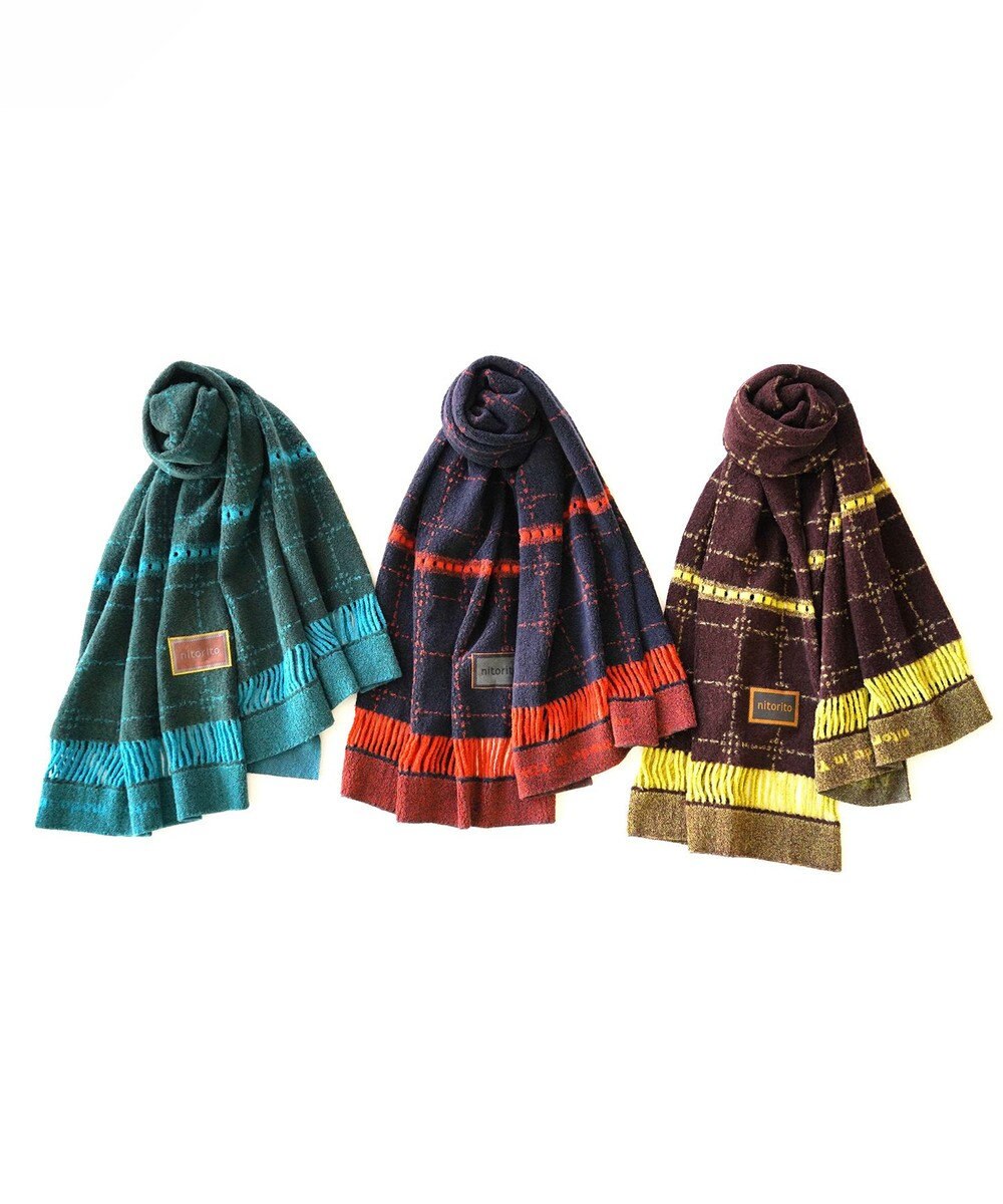 nitorito 【UNISEX】stamp チェック柄 3WAY ストール 
