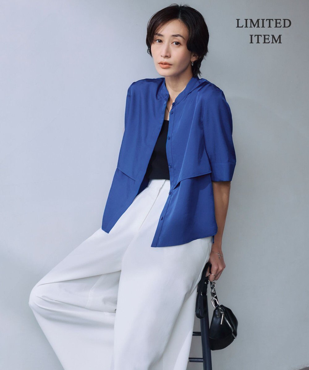 ICB L 【WEB限定・接触冷感・速乾・洗える】シルキーツイル 半袖クロップドシャツ 