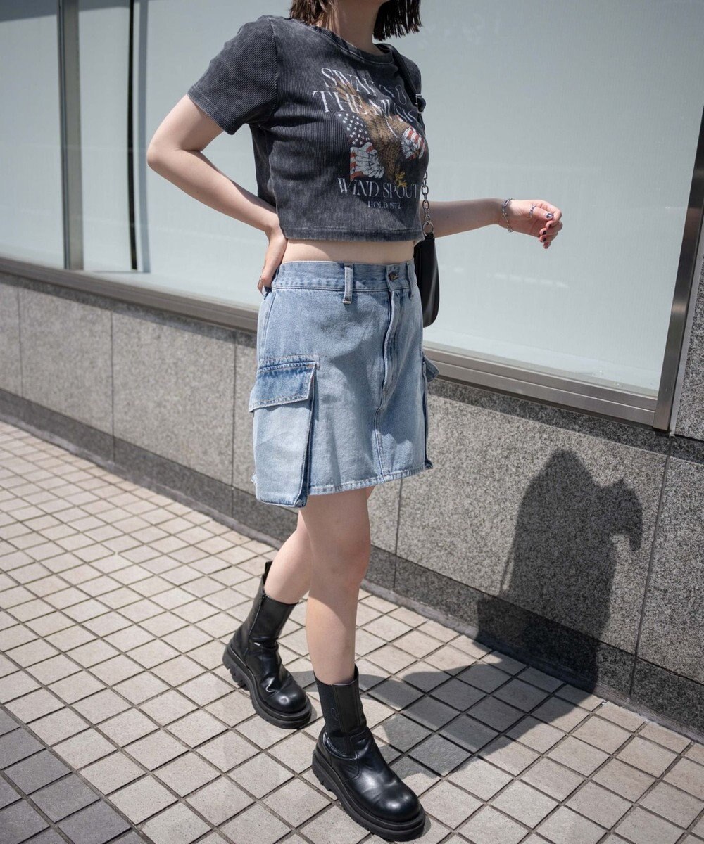 WEGO ヴィンテージウォッシュグラフィックリブT 