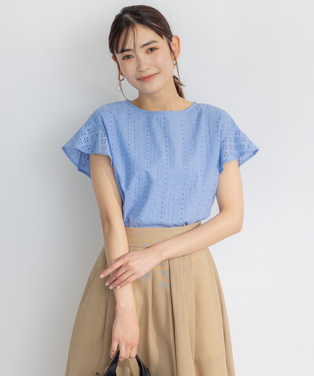 組曲 S エンブロイダリーレースフレンチスリーブ ブラウス 