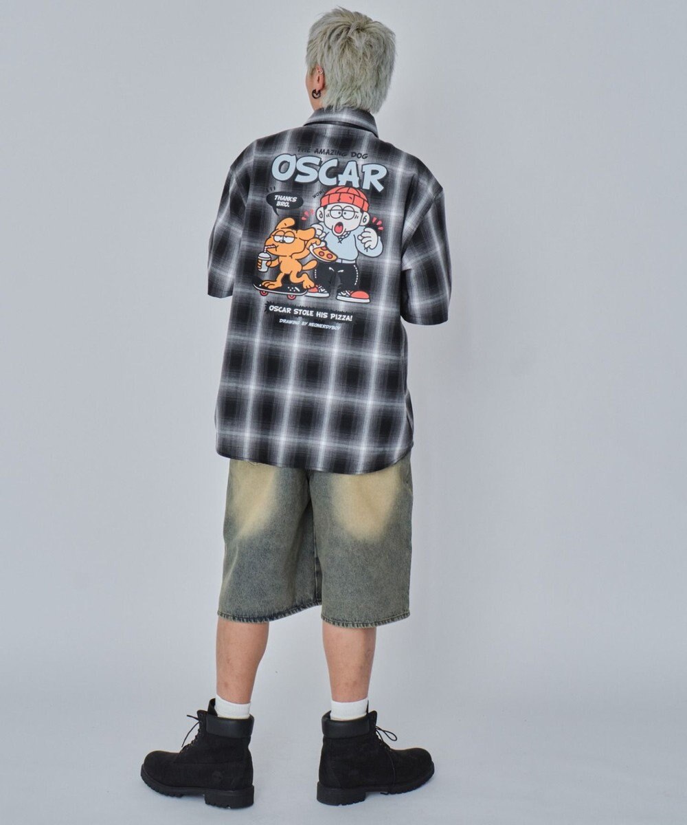WEGO 【ユニセックス着用ITEM/MLサイズ展開】イラストオンブレチェックシャツ（SS） 