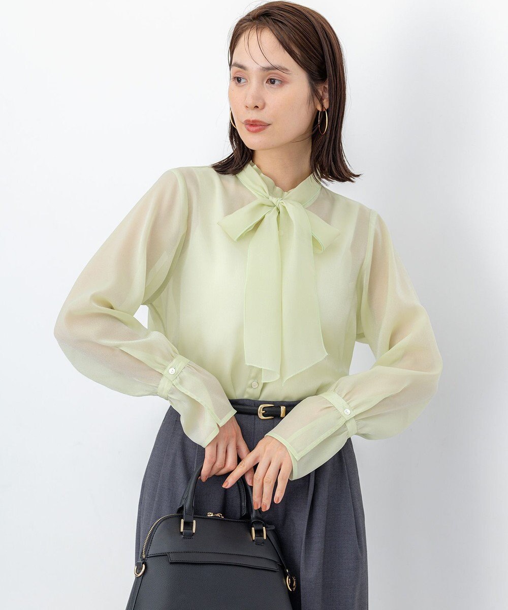 組曲 L 【WEB限定】シャイニーオーガンボウタイ付き ブラウス 