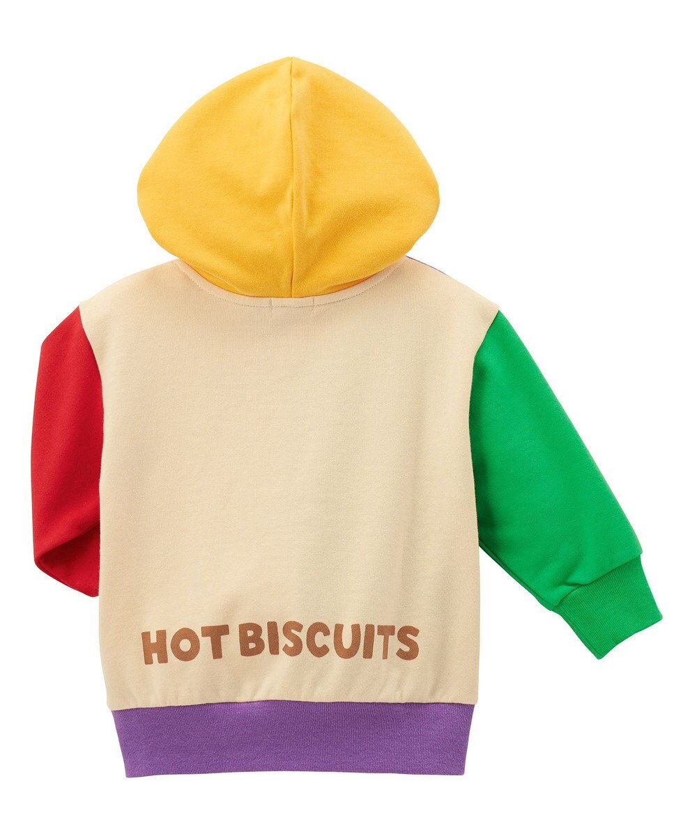 MIKI HOUSE HOT BISCUITS 【80-120cm】 マルチカラー配色切り替え ロゴパーカー 